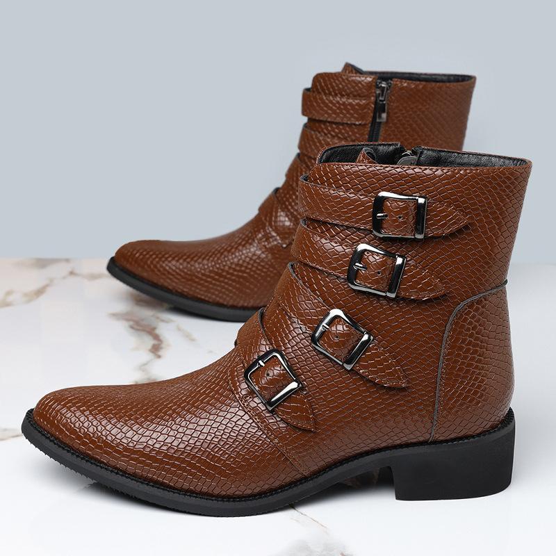 

Luxury Brand Mens Boots Classic Business Dress Boots Fashion Casual High Top Boot High Quality Leather Boots Men Motorcycle Boot 48