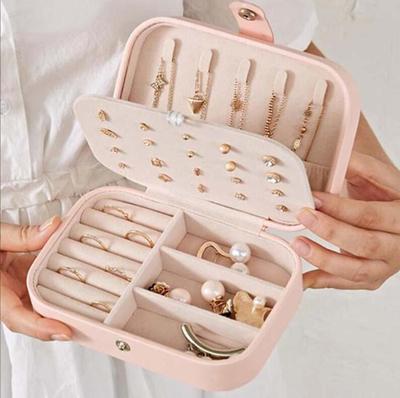 Fashion Travel Leather Jewelry Storage Box Case Holder Earring Necklace Organizer Portable