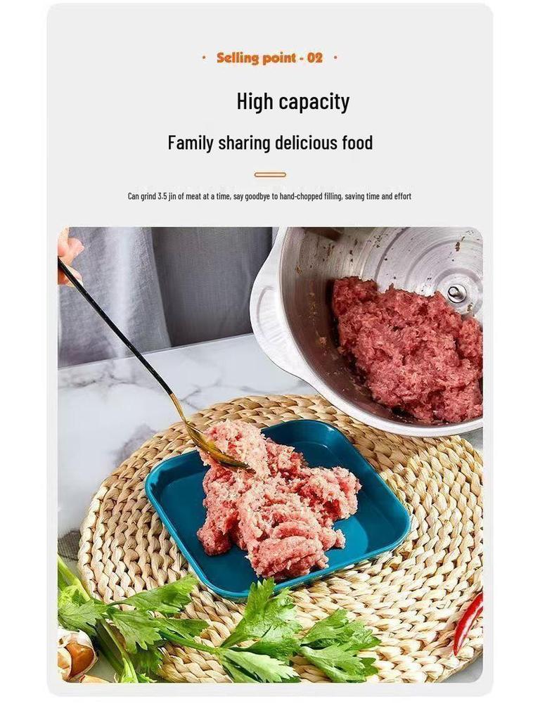 Electric Meat Grinder & Food Processor: Stainless Steel, Multi-functional for Garlic, Chili, and Vegetables.