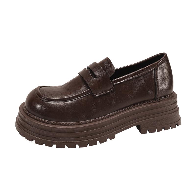 Fashion Commuter British Style Platform Small Leather Shoes Women's 2025 New Autumn and Winter Versatile Skirt One Pedal Loafers