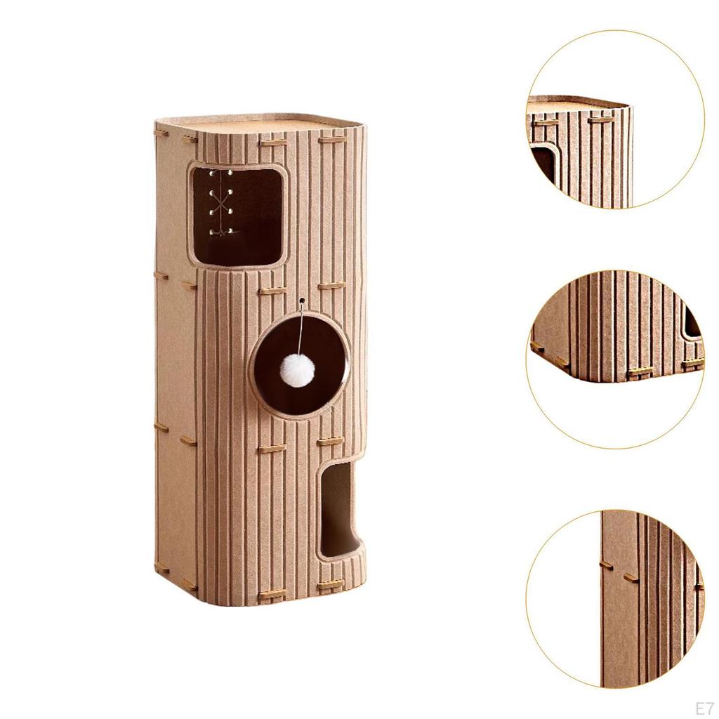 Cat Bed with Enclosed Space And Scratch Post for Multiple Cats