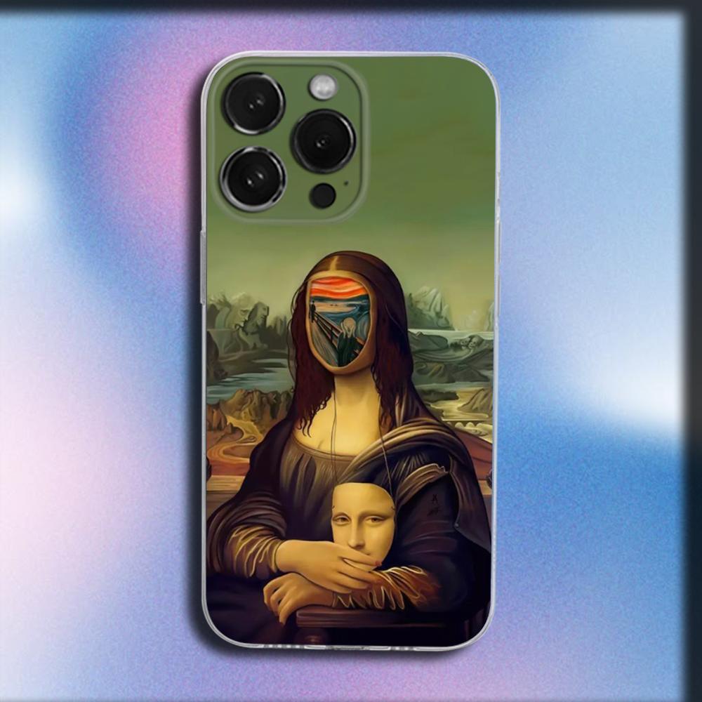 Mona Lisa Pat Dog Art Phone Case For iPhone 16,15,14,13,12,11 Plus,Pro,Max,XR,XS,X,Plus,SE,Mini Transparent Soft Cover