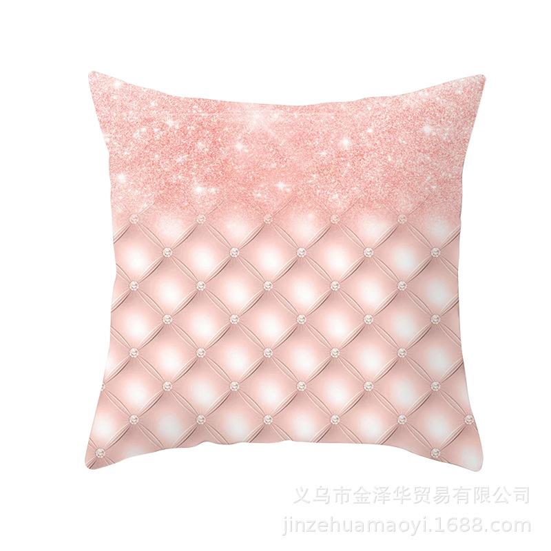 Modern Simple Pillow Cover Office Cushion Cover Pink Geometric Print Cushion Home Furnishings Home