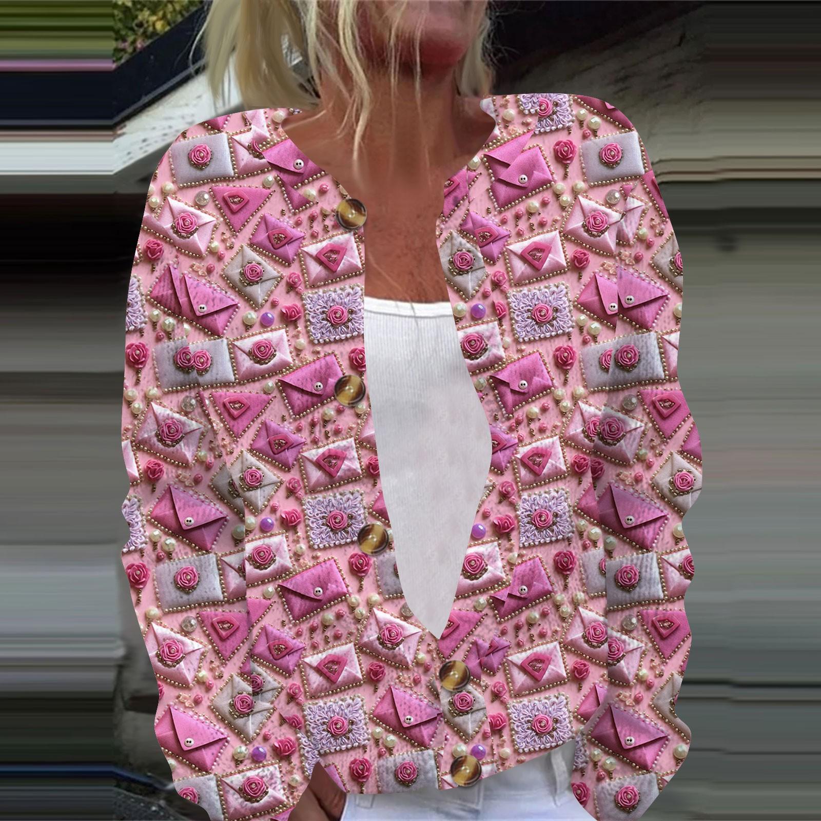 

Женская повседневная мода с принтом, длинный рукав, кардиган, куртка на пуговицах XXL