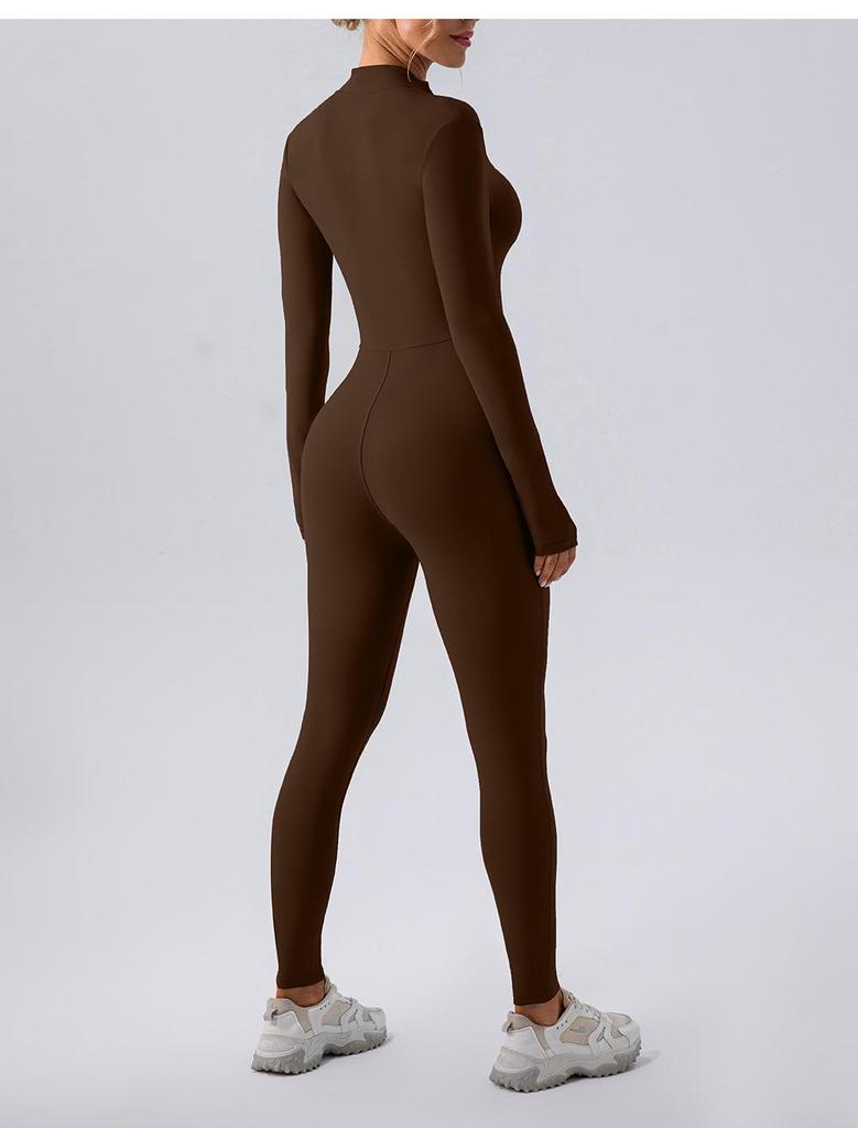 European & American Winter-Style Velvet Brushed Warm Yoga Onesie - Long-Sleeved Fitness Tights for Women