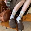 Wool Socks for Women in Autumn and Winter, Color-blocking Striped Mid-calf Pile Socks, Thickened and Warm Wool Socks