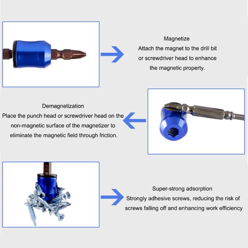 Solid Aluminum Magnetic Bit Holders with Quick Demagnetization Suitable with Most Driver Tool Enhancing Grip Design