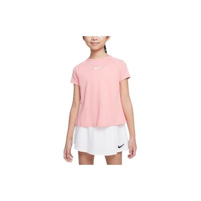 Dri-Fit Solid Logo Round Neck Short Sleeve T-Shirt Kids Tops Coral-Pink CV7567-611