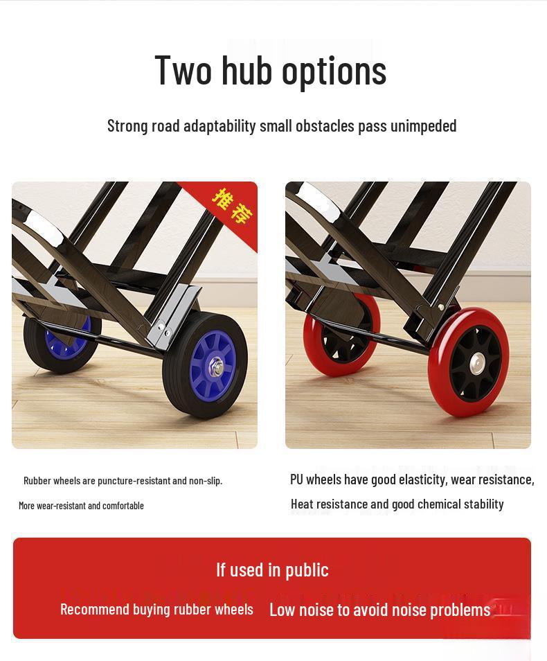 Carrinho de Mão Dobrável: Carrinho de Bagagem Portátil e com Suporte de Carga para Compras e Mercearia