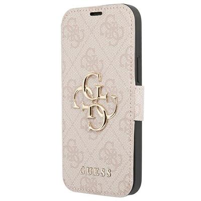 Flip Case for iPhone 13 Pro Max Guess Large Metal Logo Pink
