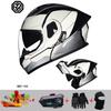 Casco modulare da motocicletta professionale da corsa 2024, materiale ABS, doppia lente, Bluetooth, certificazione DOT