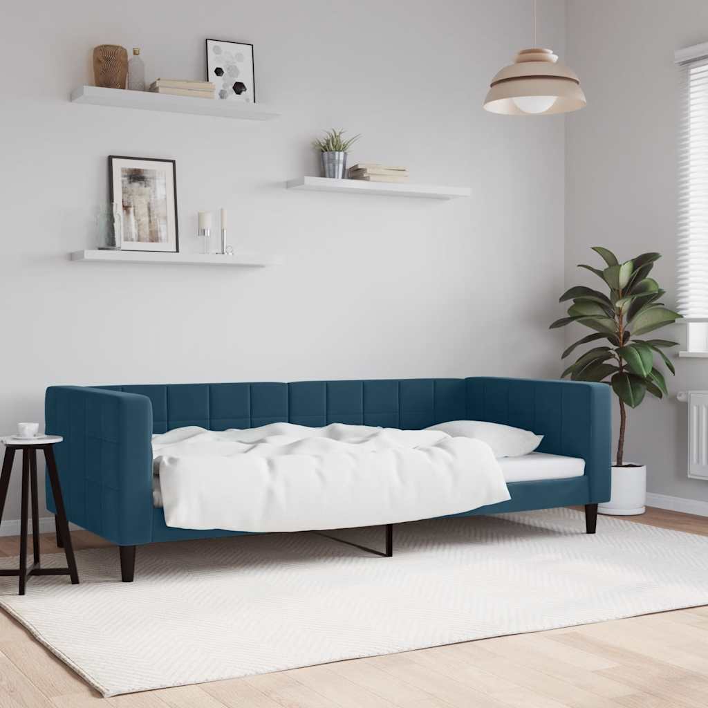 Vidaxl Sofa with Sleeping Function, Blue, 90X200 Cm, Upholstered In Velvet