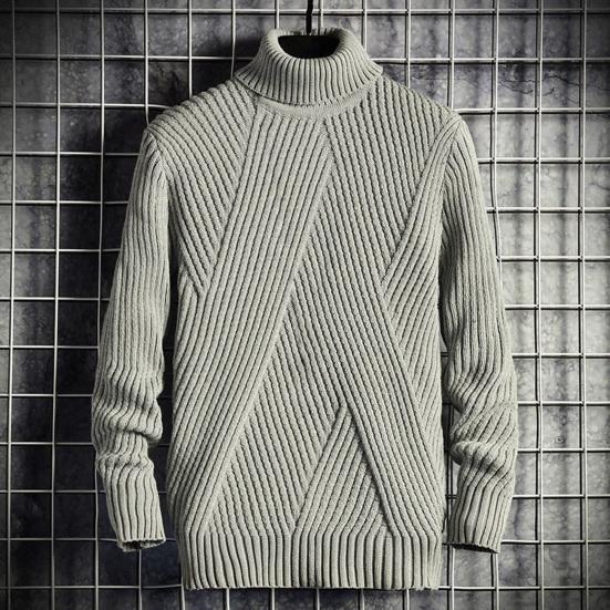 Turtleneck Men Sweater Thick Acrylic Fiber Winter Autumn Base Shirt for Daily Wear