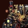 Vintage Steam Engine Car Building Kit, Mechanical Linkage Bricks Model, Collectible Display Ornament for Men, DIY Assembly Toy