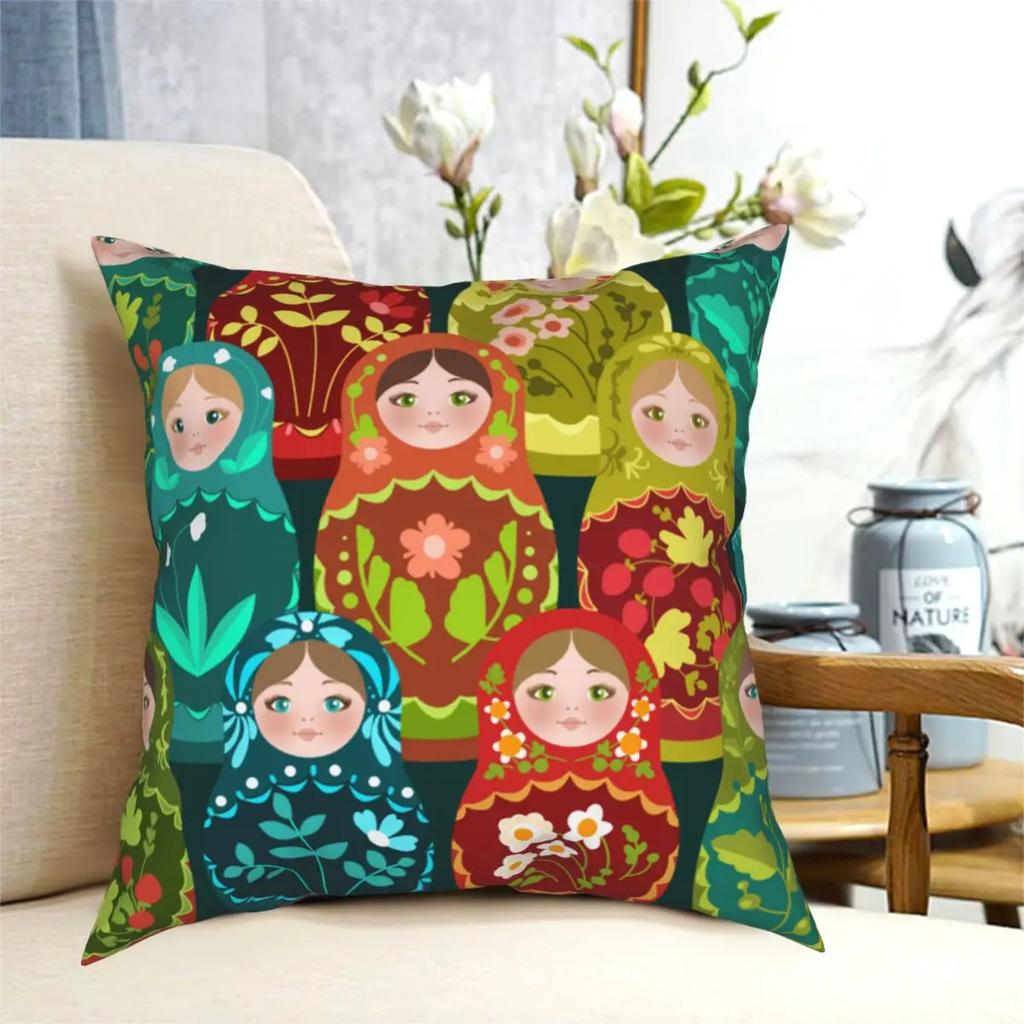 Russia Matryoshka Doll Square Pillow Case Polyester Throw Pillow Creative Cushion Covers