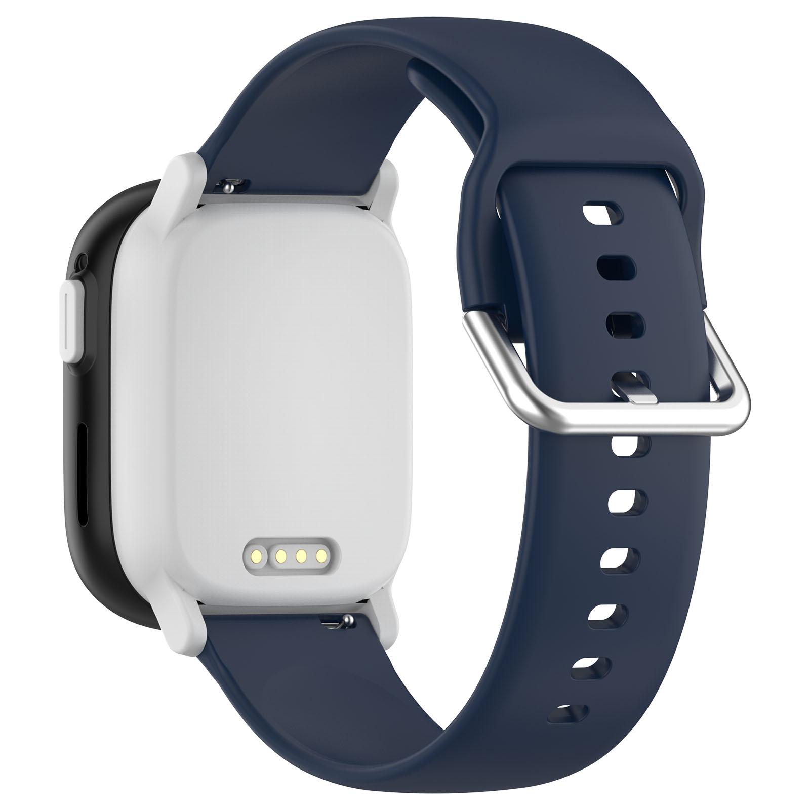 

For Xplora X6 Play Watch Band 20mm Silicone Sport Strap with Silver Buckle,Size: L Midnight Blue