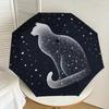 Starry Night Cat: A Unique Day Companion - Auto-Opening/Closing Umbrella, Outdoor Travel Accessory, Lightweight and Durable