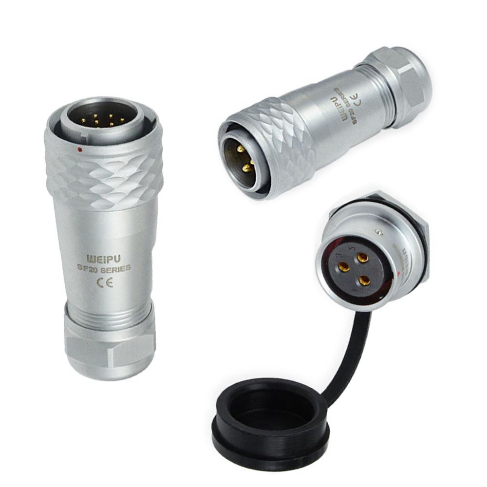 WEIPU SF20 SF2010/P SF2012/S Waterproof 2 3 4 5 6 7 8 9 12 15 Pin Industrial Power Aviation Connector M20 Rear Nut Seat IP67