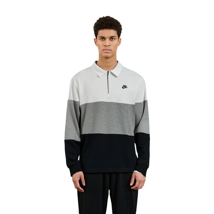 Nike T Shirts Men's Gray Polo Collar Moderate Straight Fit FB7798-100