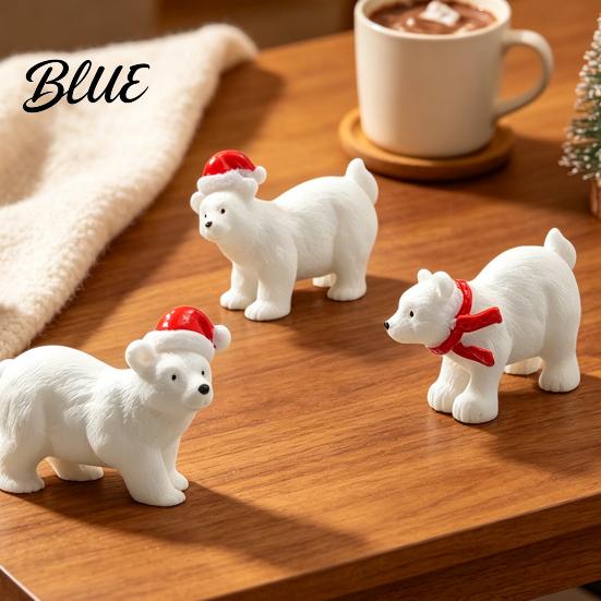 Desktop Garden Decorations Miniature Polar Bear Figurines Durable Synthetic Resin Animal Holiday Landscape Accessories Ornaments Decorative Accents