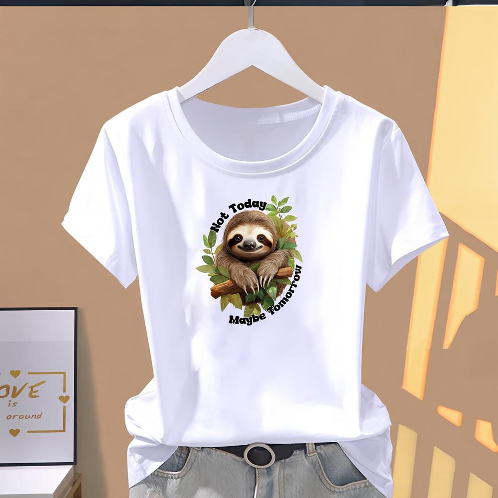 Women's short-sleeve T-shirt with cute patterns, perfect for summer daily wear, trendy and fashionable.