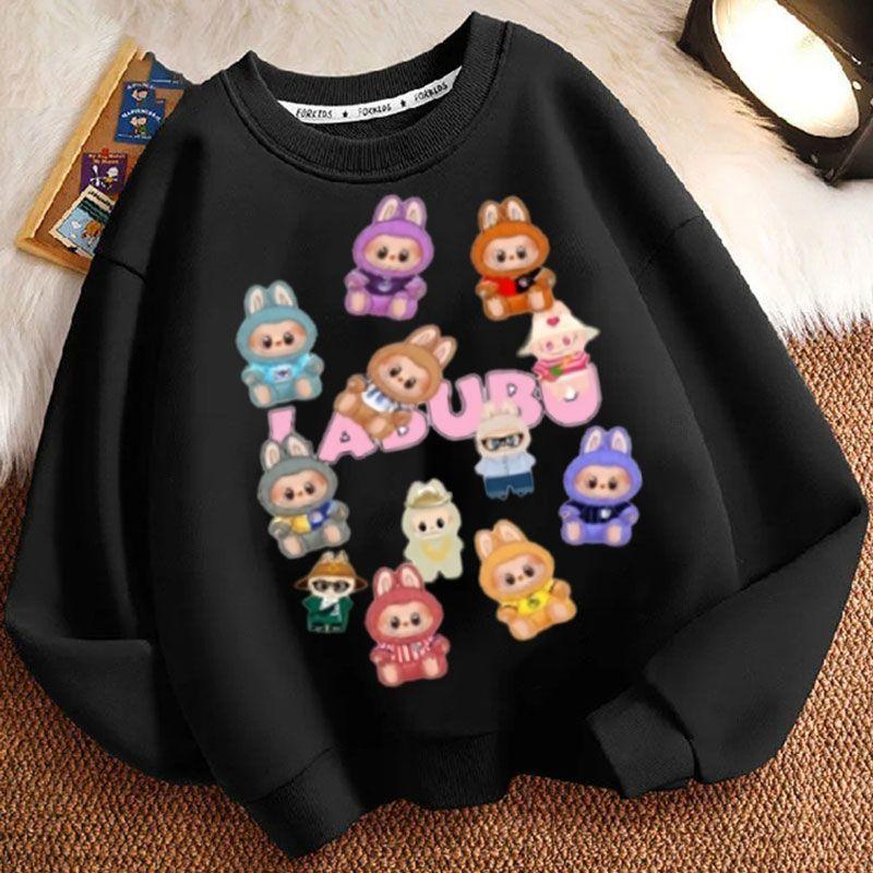 Moletons Fofos de Gola Redonda para Crianças, Moletons Casuais de Manga Comprida da Moda para Meninos e Meninas na Primavera e no Outono