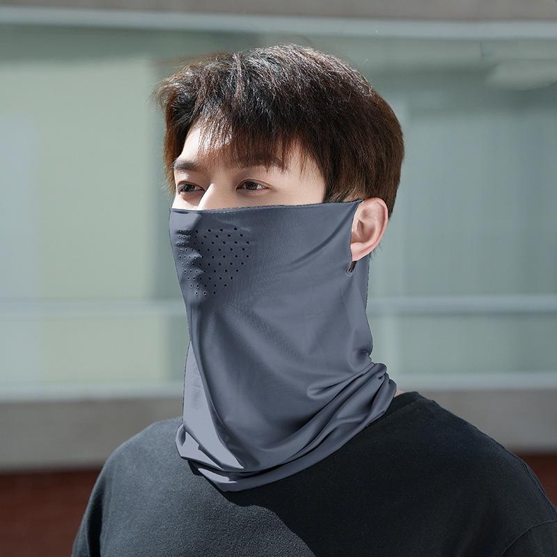 Summer Ice Silk Thin Breathable Sunscreen Face Mask An-ti UV Balaclava Face Neck Cover Hiking Cycling Camping Scarf Wrap Bandana