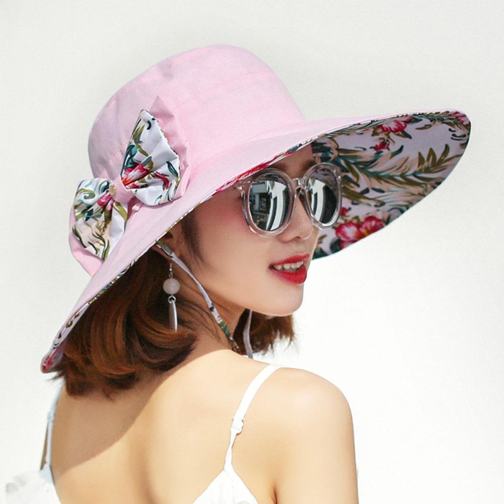 UV Protection Floral Collapsible Sunhat Double Side Wear Fisherman Hats  Vacation