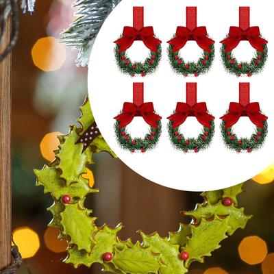 6 Stück Weihnachts-Schrankkränze Künstlicher Kranz Haustür Wiederverwendbare Hängende Girlanden für Feiertage
