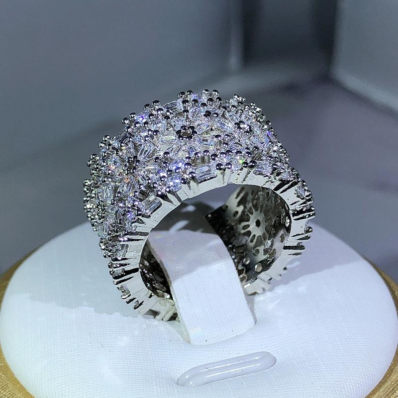 Elegant Female  Sterling Silver Big Water Drop Zircon Stone Ring Finger Rings For Women Promise Love Valentine's Day Gifts
