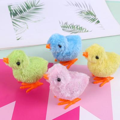 Wind-up Toy Soft Plush Chick Shape Kids Clockwork Toy Creative Cartoon Jumping Toy for Children Teens Adults