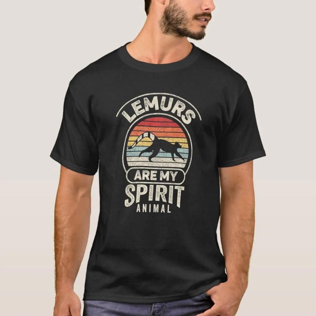 Retro Lemurs Are My Spirit Animal Lemur T Shirt Vintage Stretched Breathable Top For Everyday Wear Soft Streetwear