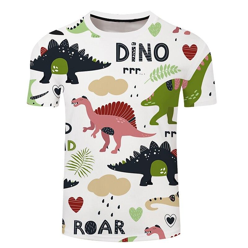 

Новая крутая футболка с ярким 3D-принтом «Мощный динозавр», для детей, повседневная футболка с коротким рукавом для мальчиков, летняя детская одежда, топы 6XL