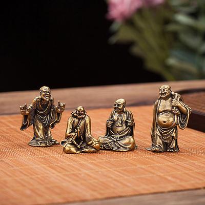 Achtzehn Arhats Miniatur Retro Mini Buddha Dekoration Arbeitszimmer Büro Heimdekoration Messing Statue Handwerk