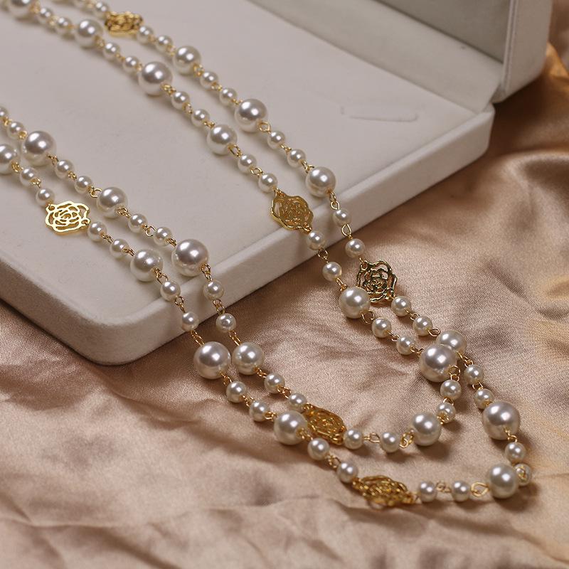 Camellia Pearl Sweater Necklace - Women's Long Pendant