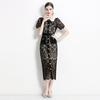 Elegant Slim Fit Goddess Dress with Lace Design