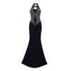 Customized Processing, European Beautiful Women's Neck Open Back Hot Drill Slim Fit Elegant Super Long Fishtail Skirt Dress Dress Dress