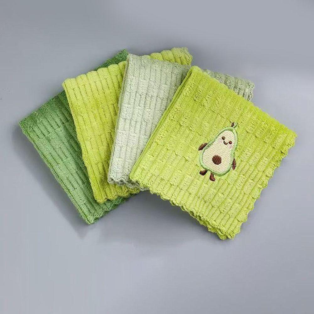 1/4PCS Scouring Pad Kitchen Cleaning Cloths Microfiber Dishcloths Avocado Towel Household Kitchen