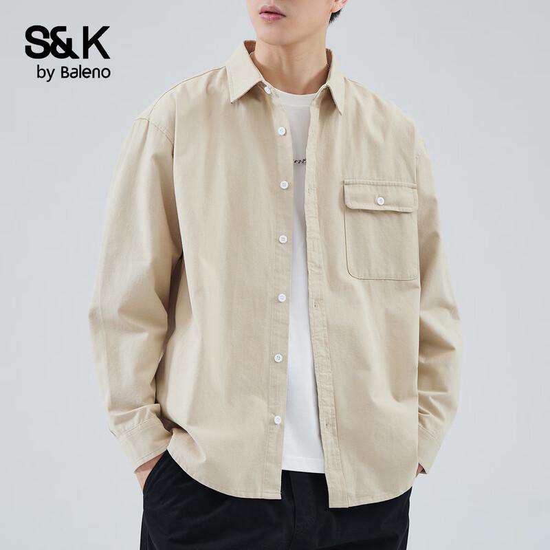 Baleno S&K Men's American Loose Fit Cotton Long-Sleeve Work Shirt
