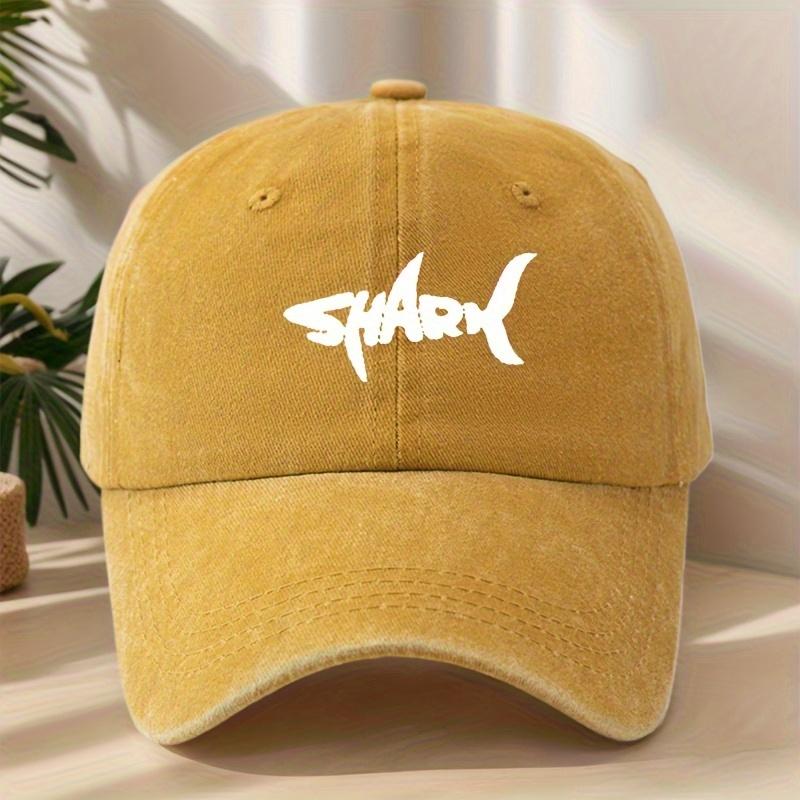 Unisex-Baseballkappe mit Haifischmuster und gewaschenem Retro-Design, geeignet für Camping im Freien und Freizeitsport,
