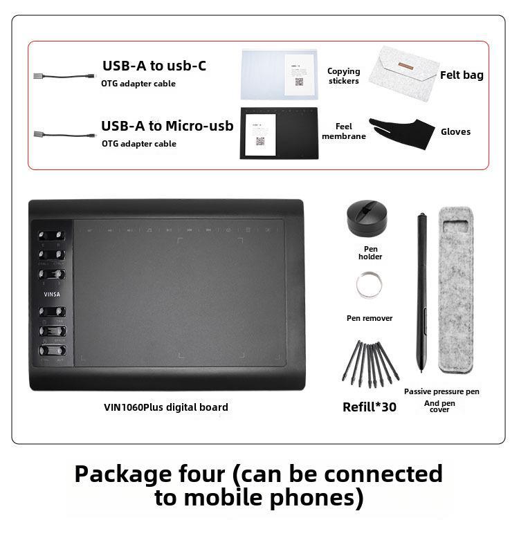 

Цифровой планшет Wencai 1060PLUS с ручной росписью и пассивным пером для рисования на мобильных устройствах и компьютерах Set 4