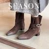 Fashion 2025 New Autumn Women Boots Women Shoes Square Toe Chunky Heel Retro Slip-on Short Boots Belt Buckle Western Modern Boots