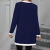 Women's Knitted Pocket Single-breasted Mid-length Contrast Color Casual Long-sleeved Cardigan Jacket