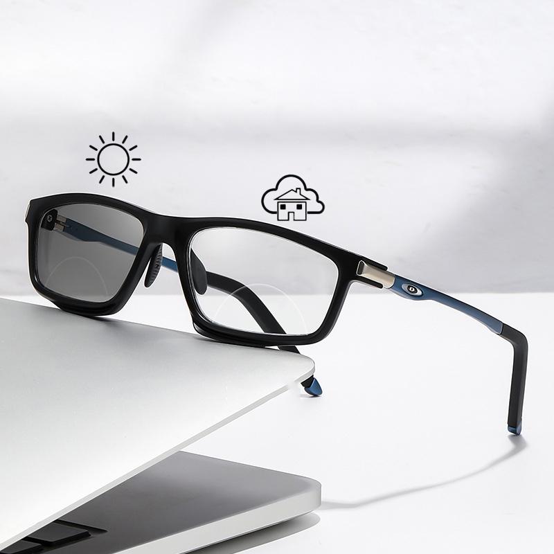 

Фотохромные бифокальные очки для чтения с защитой от синего света Мужские Женские Многофункциональные Очки для чтения Алюминиево-магниевые Спортивные очки +4.0