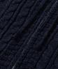 TRILLION Washable Aran Cable Hooded Zip-Up Knit (Current Navy)