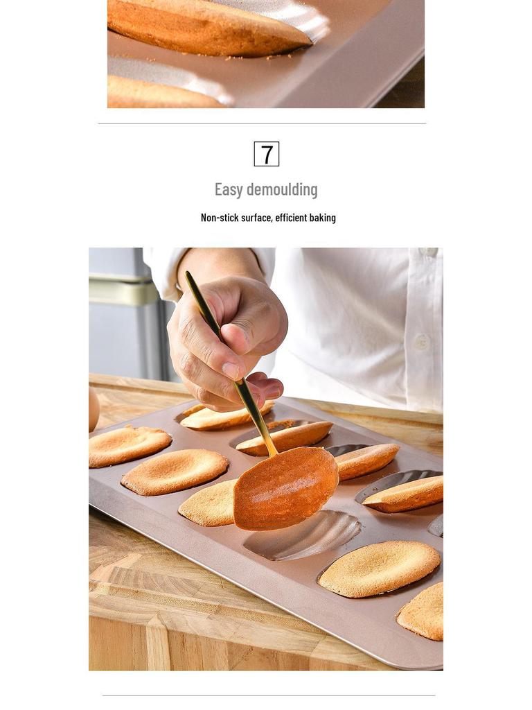 Non-Stick Stainless Steel French Shell 3D Cake Mold - 12-Cavity Baking Pan for Chiffon Pastry