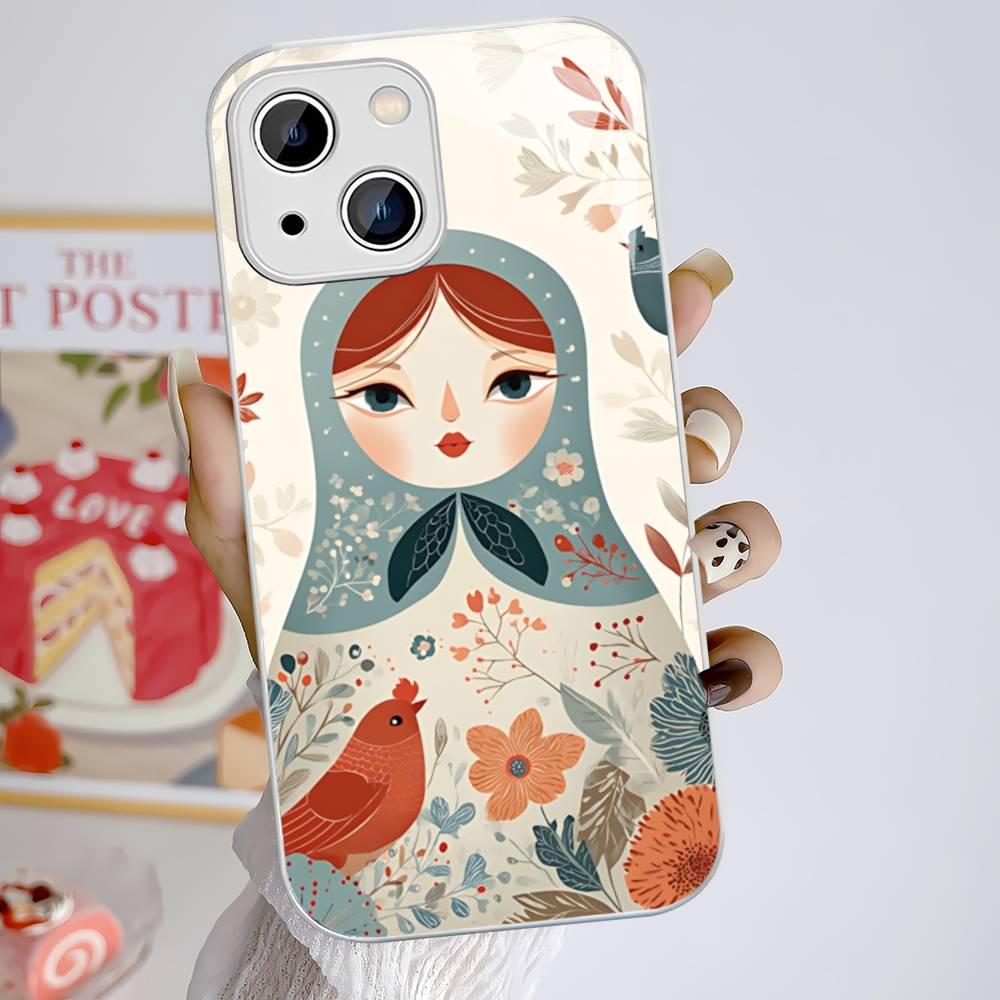 Classic Matryoshka Doll For IPhone 14 13 12 Mini 11 Pro XS Max X XR 14 Plus Tempered Glass Cover
