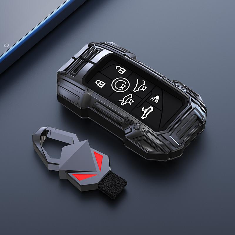 

Zinc Alloy+Silicone sleeve Car Key Case Cover For Chevy Chevrolet Corvette C8 Coupe 7 Button Z51 2020 2021 Remote Key Holder