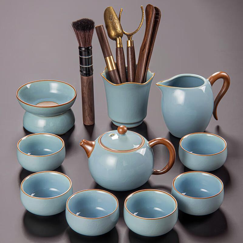 Lainuo Sky Blue Ru Kiln Xishi Pot Tea Set