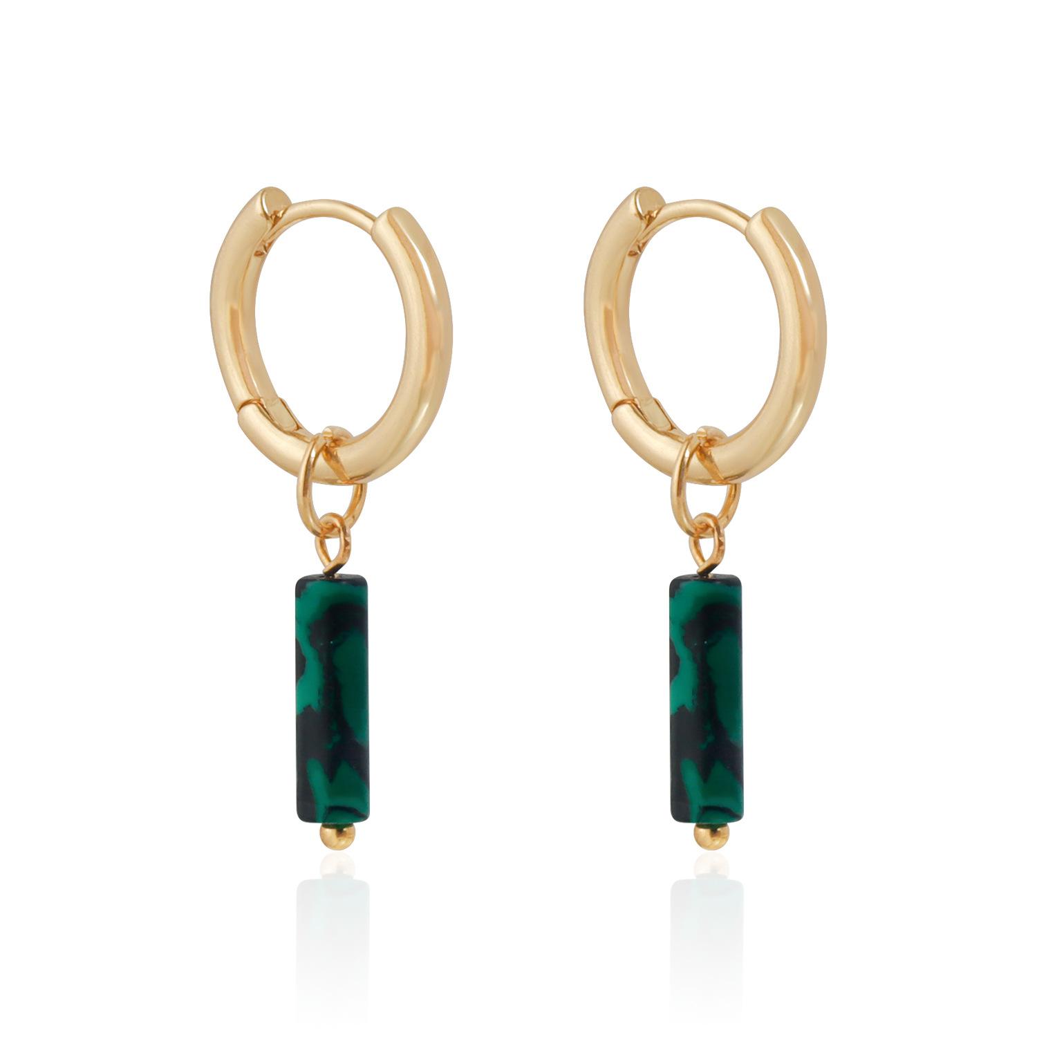 

European and American jewelry dark green spherical beaded Y-shaped necklace women s fashion spice ins wind necklace earrings